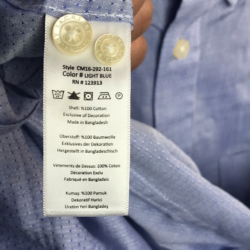 JACHS Blue Chambray Button Down 34/35L - Picture 8 of 9
